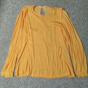 Scotch & Soda Yellow Pleated Long Sleeve Blouse